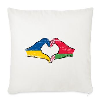 Ukraine Belarus Flag Hands Heart Shape Used - Sofa pillowcase 17,3'' x 17,3'' (45 x 45 cm) - natural white - Front