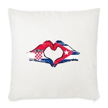 Croatia Cuba Flag Hands Heart Shape Used - Sofa pillowcase 17,3'' x 17,3'' (45 x 45 cm) - natural white - Front