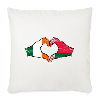 Irlande Biélorussie drapeau mains coeur forme utilisé - Housse de coussin décorative 45 x 45 cm - blanc nature - Devant