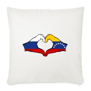 Russia Venezuela Flag Hands Heart Shape - Sofa pillowcase 17,3'' x 17,3'' (45 x 45 cm) - natural white - Front
