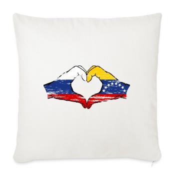 Russia Venezuela Flag Hands Heart Shape used - Sofa pillowcase 17,3'' x 17,3'' (45 x 45 cm) - natural white - Front