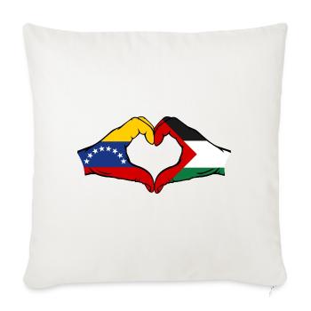 Venezuela Palestine drapeau mains forme de coeur - Housse de coussin décorative 45 x 45 cm - blanc nature - Devant
