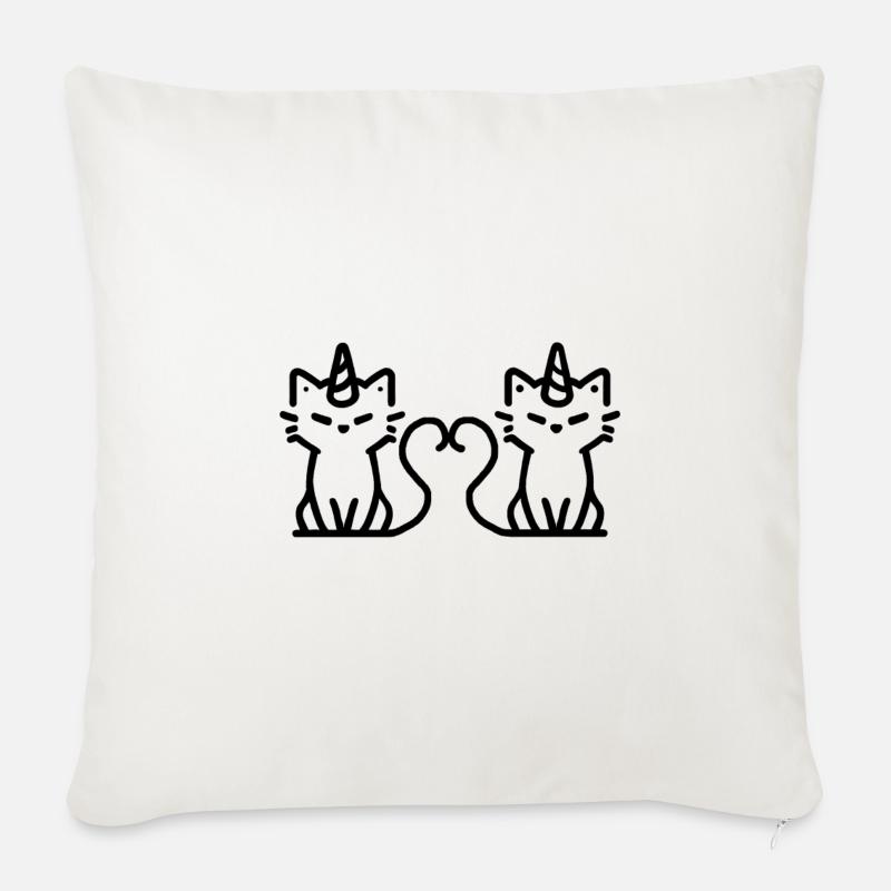 Katze-Einhörner verliebt - Sofakissenbezug 45 x 45 cm - Naturweiß 