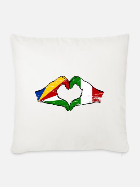 Seychellen Italien Flagge Hände Herzform used - Sofakissenbezug 45 x 45 cm - Naturweiß