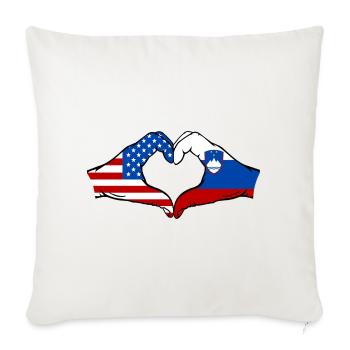 États-Unis, Slovénie, Drapeau, Main, Coeur - Housse de coussin décorative 45 x 45 cm - blanc nature - Devant