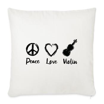 Paix Amour Violon - Housse de coussin décorative 45 x 45 cm - blanc nature - Devant