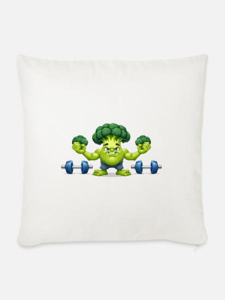 Brokkoli Gewichtheber - Sofakissenbezug 45 x 45 cm - Naturweiß