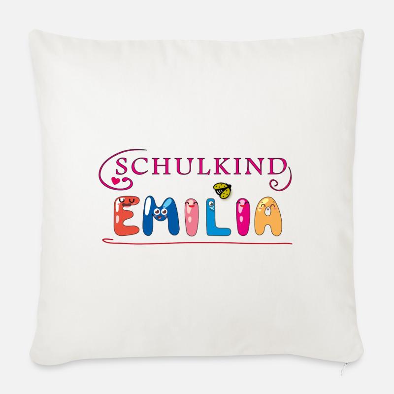 Schulkind Emilia Einschulung - Sofakissenbezug 45 x 45 cm - Naturweiß 