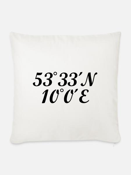 Hamburger Koordinaten Hamburg - Sofakissenbezug 45 x 45 cm - Naturweiß