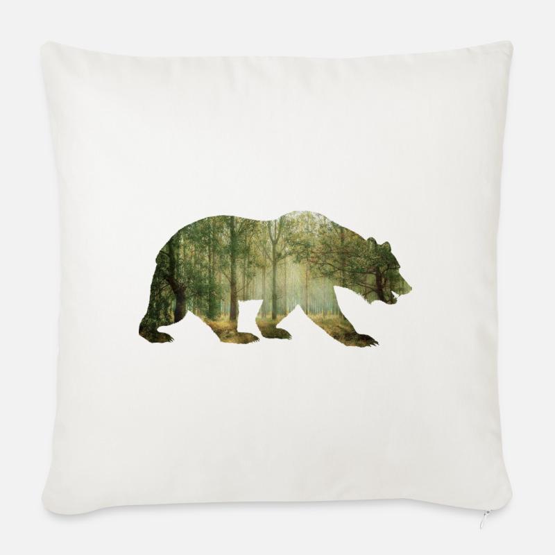 Bär Wald Bäume Geschenk Geschenkidee - Sofakissenbezug 45 x 45 cm - Naturweiß 