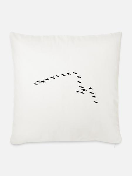 Vogelschwarm Wildgänse Ornithologie - Sofakissenbezug 45 x 45 cm - Naturweiß 