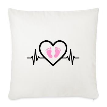 Pregnancy Heart Pink Baby Feet Girl - Sofa pillowcase 17,3'' x 17,3'' (45 x 45 cm) - natural white - Front