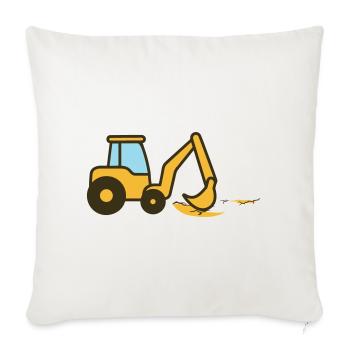 Excavatrice à dessins animés dans le sable - Housse de coussin décorative 45 x 45 cm - blanc nature - Devant
