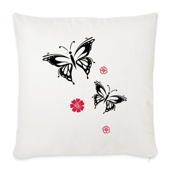 papillons fleurs fleurs insectes été - Housse de coussin décorative 45 x 45 cm - blanc nature - Devant