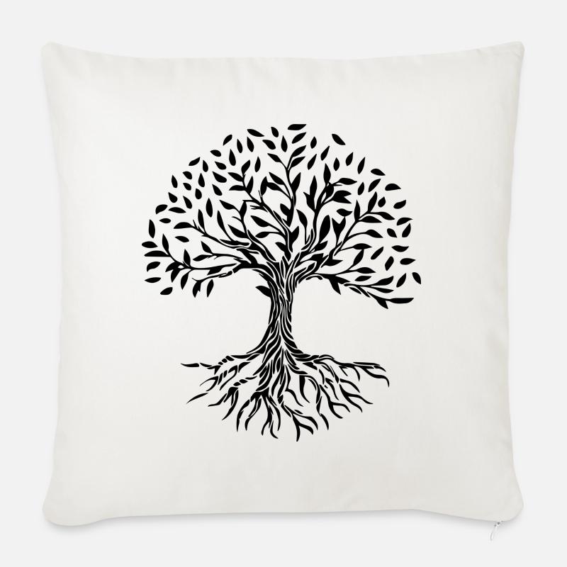 baum - Sofakissenbezug 45 x 45 cm - Naturweiß 