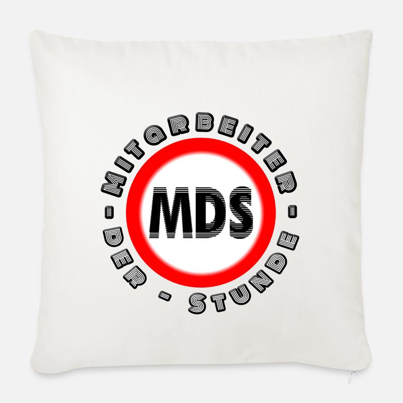 Employé de l’heure Employé du mois MDS - Housse de coussin décorative 45 x 45 cm - blanc nature