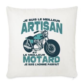Le meilleur motard et le meilleur artisan - Housse de coussin décorative 45 x 45 cm - blanc nature - Devant