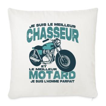 Le meilleur motard et le meilleur chasseur - Housse de coussin décorative 45 x 45 cm - blanc nature - Devant