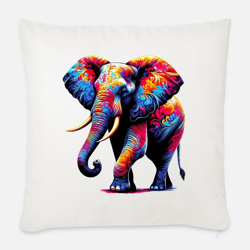 Elefant - Sofakissenbezug 45 x 45 cm - Naturweiß 