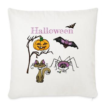 Halloween Pumpkin and Bat Design - Sofa pillowcase 17,3'' x 17,3'' (45 x 45 cm) - natural white - Front