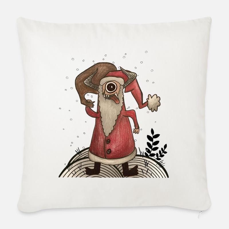 Lustiges Weihnachtsmann Monster - Sofakissenbezug 45 x 45 cm - Naturweiß