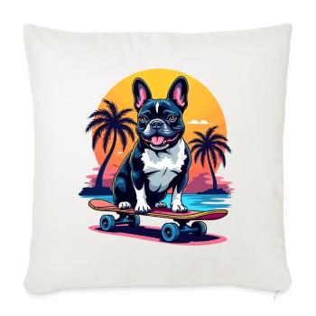 Skater Bulldog - Sofa pillowcase 17,3'' x 17,3'' (45 x 45 cm) - natural white - Front