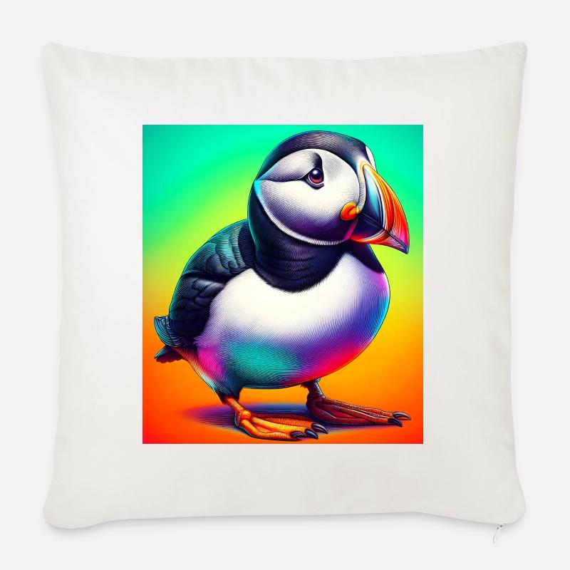 Papageitaucher - Sofakissenbezug 45 x 45 cm - Naturweiß 