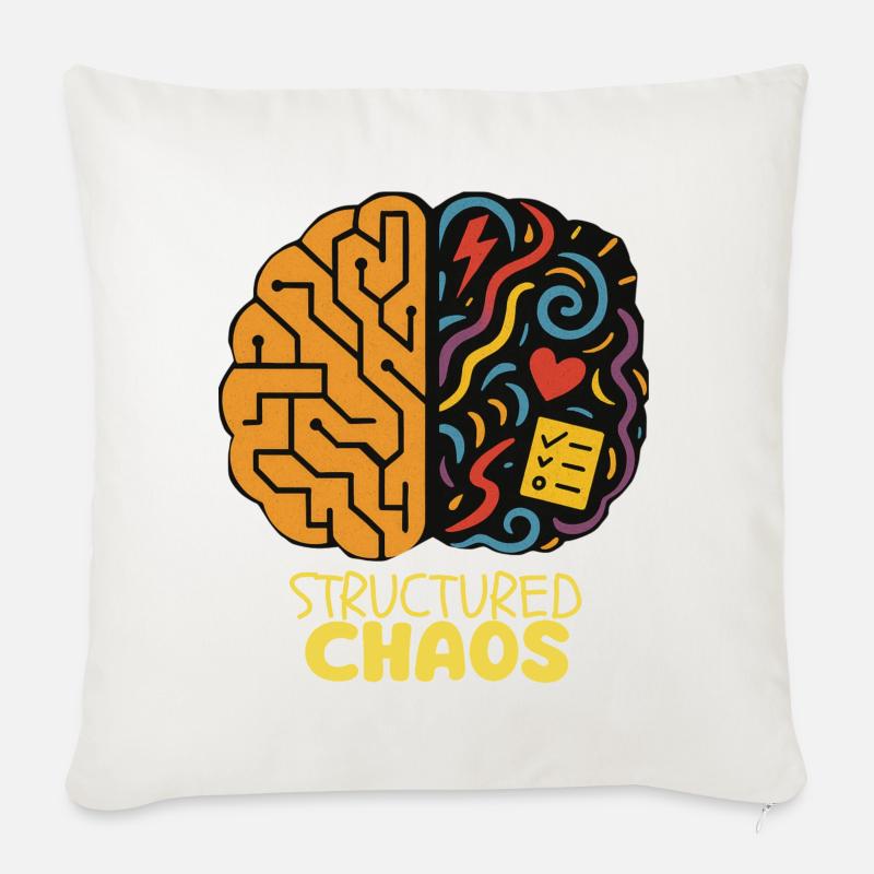 Chaos Structuré - AuDHD - Housse de coussin décorative 45 x 45 cm - blanc nature