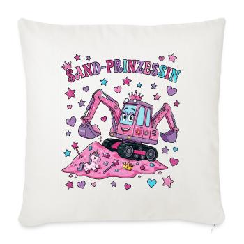 Princesse des Sables : Excavatrice rose - Housse de coussin décorative 45 x 45 cm - blanc nature - Devant