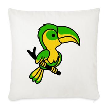 Neon Toucan in Green and Yellow - Sofa pillowcase 17,3'' x 17,3'' (45 x 45 cm) - natural white - Front