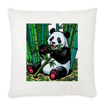 Panda in the Bamboo Forest – Bright Colors - Sofa pillowcase 17,3'' x 17,3'' (45 x 45 cm) - natural white - Front
