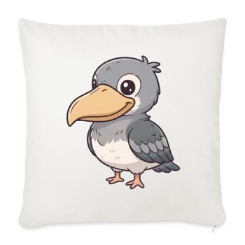 Schuhschnabel Vogel - Sofakissenbezug 45 x 45 cm - Naturweiß  - Vorne