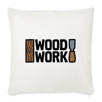 Wood Work Schriftzug Logo - Sofakissenbezug 45 x 45 cm - Naturweiß  - Vorne