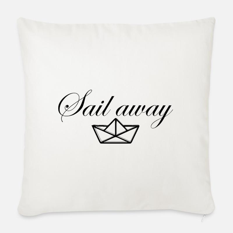 Bateau à voile - Housse de coussin décorative 45 x 45 cm - blanc nature