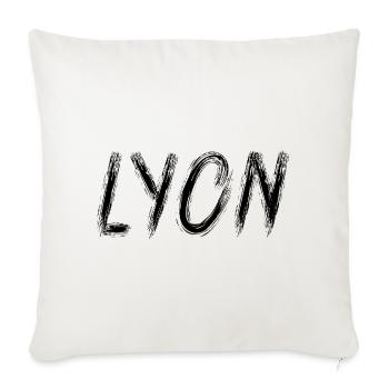 Lyon en lettres brush noir - Housse de coussin décorative 45 x 45 cm - blanc nature - Devant