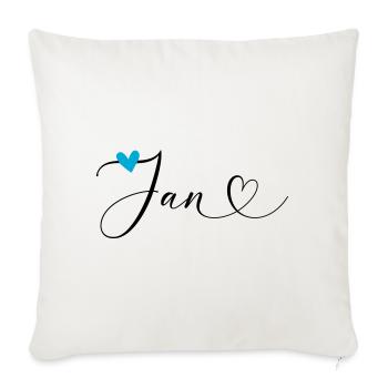 Jan Name Vorname Kalligrafieherz - Sofakissenbezug 45 x 45 cm - Naturweiß  - Vorne