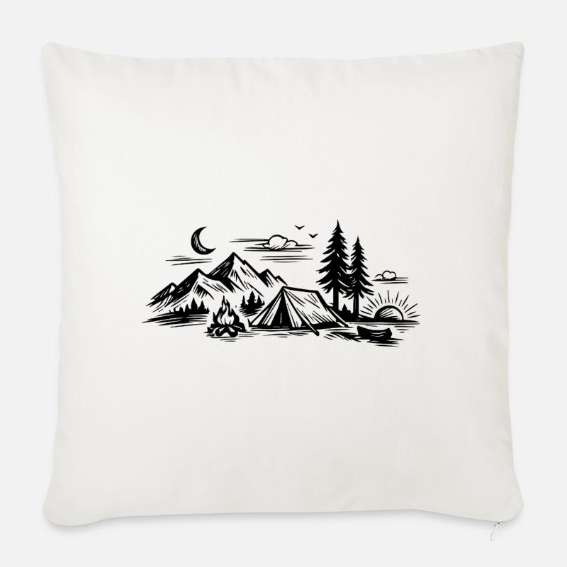 Camping Zelt - Sofakissenbezug 45 x 45 cm - Naturweiß 