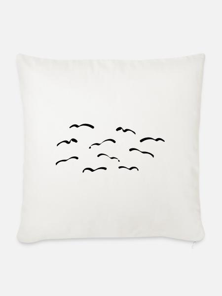 Vögel - Sofakissenbezug 45 x 45 cm - Naturweiß 