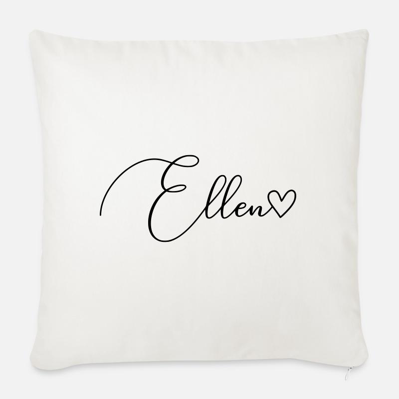 Ellen Efternamn Förnamn Flicka - Soffkuddsöverdrag, 45 x 45 cm - naturvit