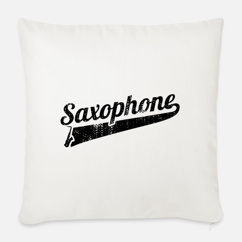 Saxophon - Sofakissenbezug 45 x 45 cm - Naturweiß 