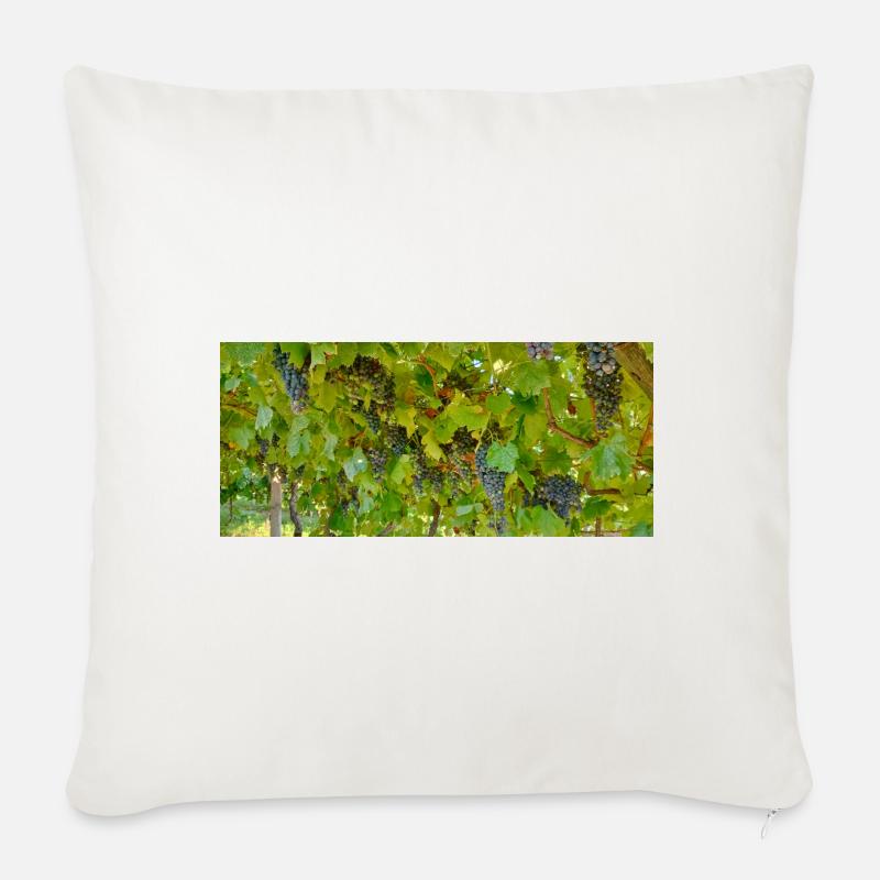 Vigne en grappes sur fond vert - Housse de coussin décorative 45 x 45 cm - blanc nature