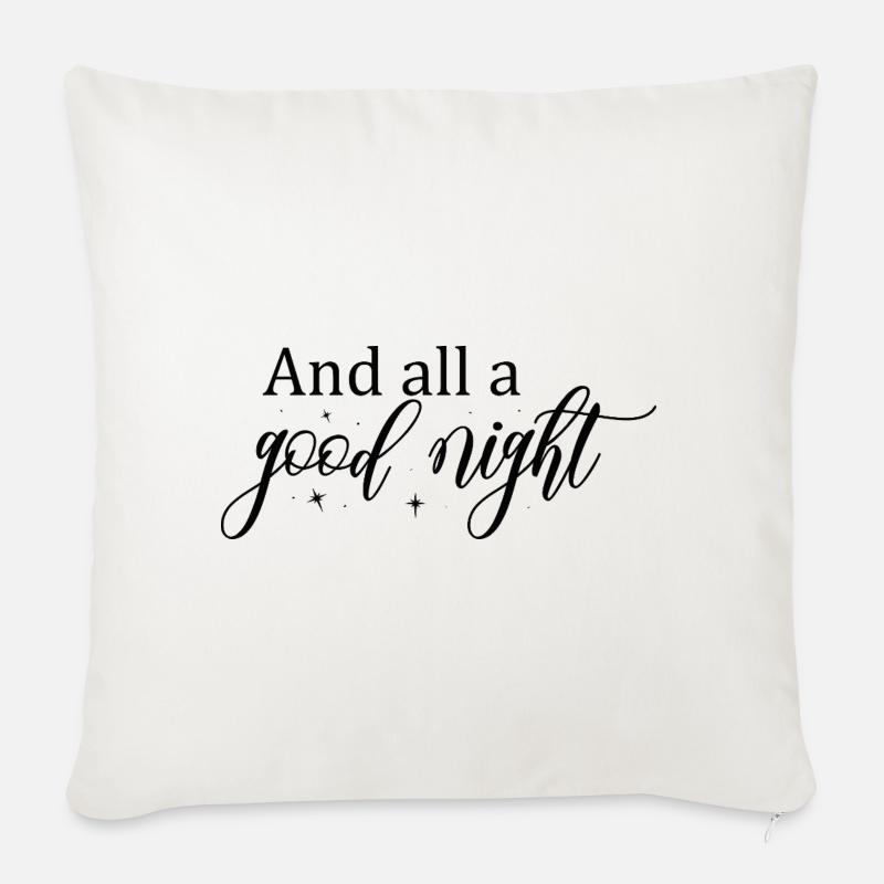 Gute Nacht Script mit Sternen - Sofakissenbezug 45 x 45 cm - Naturweiß