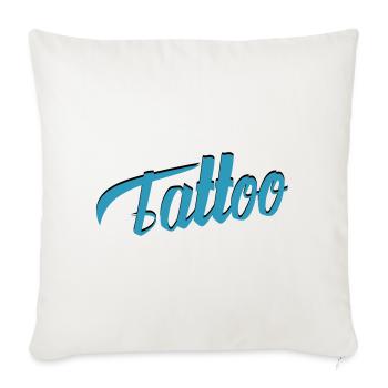 Tattoo Script in Teal - Sofa pillowcase 17,3'' x 17,3'' (45 x 45 cm) - natural white - Front