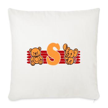 Baby Name Buchstabe S Vorname Teddybär Elefant - Sofakissenbezug 45 x 45 cm - Naturweiß  - Vorne