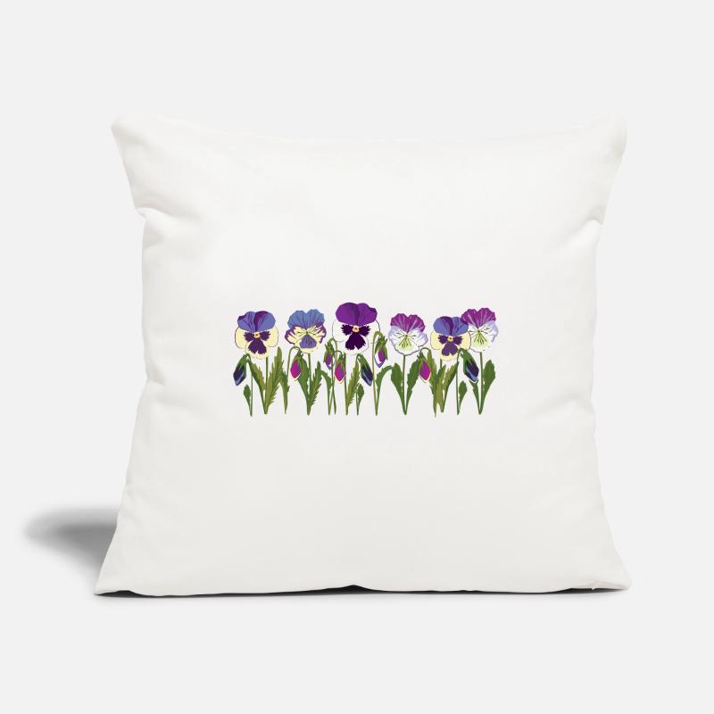 Rangée de fleurs de pensée en violet Housse de coussin décorative 45 x 45 cm