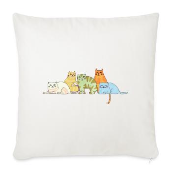 Cat Family_Katzenfamilie - Sofa pillowcase 17,3'' x 17,3'' (45 x 45 cm) - natural white - Front