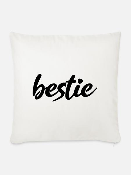 bestie Beste Bester Best Herzchen - Sofakissenbezug 45 x 45 cm - Naturweiß