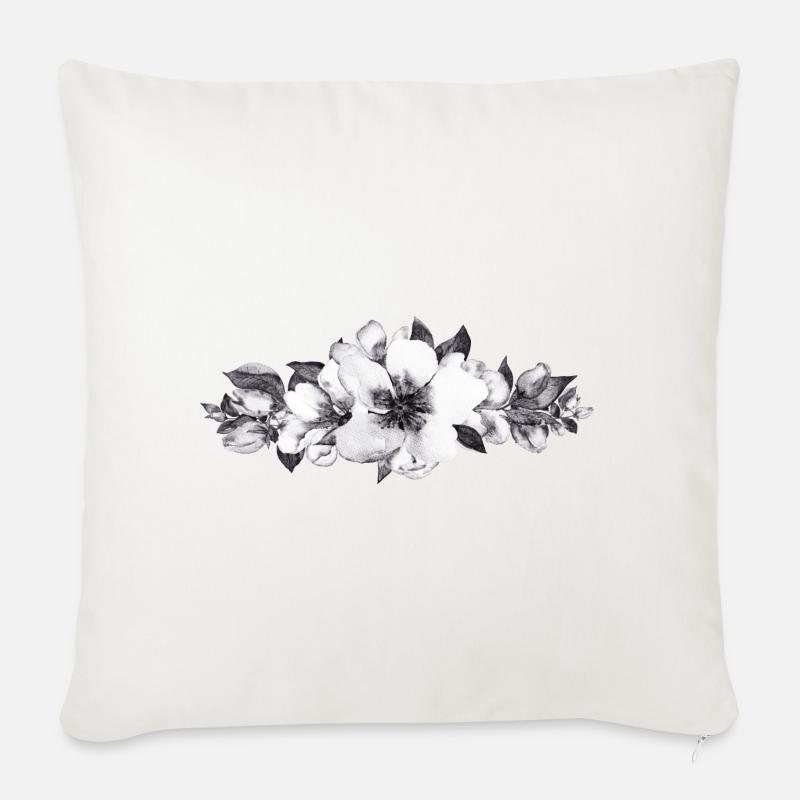 Gray blossom flowers. - Sofakissenbezug 45 x 45 cm - Naturweiß 