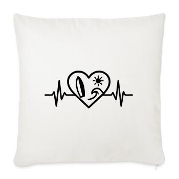 Surf Heart Wave Board Sun - Sofa pillowcase 17,3'' x 17,3'' (45 x 45 cm) - natural white - Front