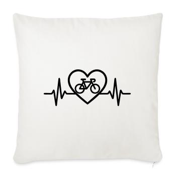 Heart Cycling – Passion for Cycling - Sofa pillowcase 17,3'' x 17,3'' (45 x 45 cm) - natural white - Front